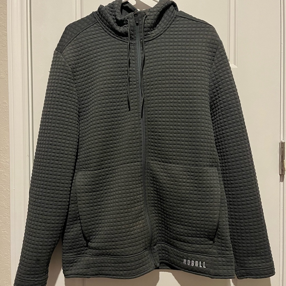 NOBULL Men's Dark Gray Quilted Zip-Up Sweater